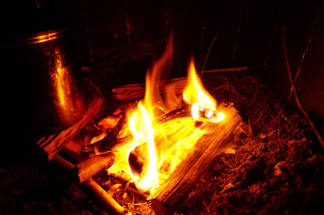 wild camping fire